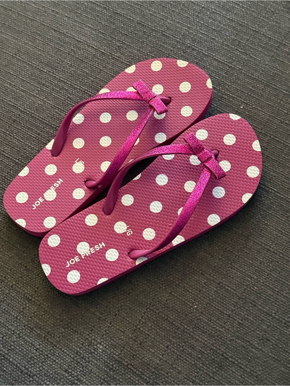 Joe Fresh Fuchsia Polka Dot Sandals with Glitter Straps